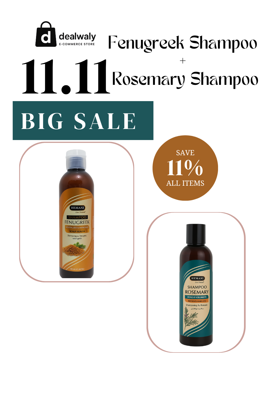 Rosemary & Fenugreek Herbal Shampoo Combo – Hair Fall Control & Growth Duo