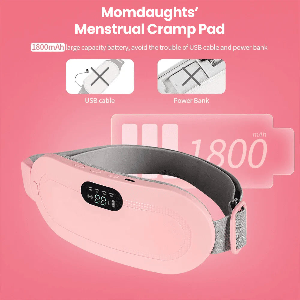 Period Cramp Relief Belt – Portable Electric Menstrual Heating Pad with Massager | Rechargeable Heated Belly Belt for Women & Girls | 3 Heat Levels & 4 Vibration Modes | Warm Compress for Menstrual Pain, Back Pain & Abdominal Relief