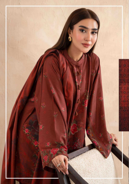 POP n CHIC Three Piece Khaddar Burnt Red - Article 01