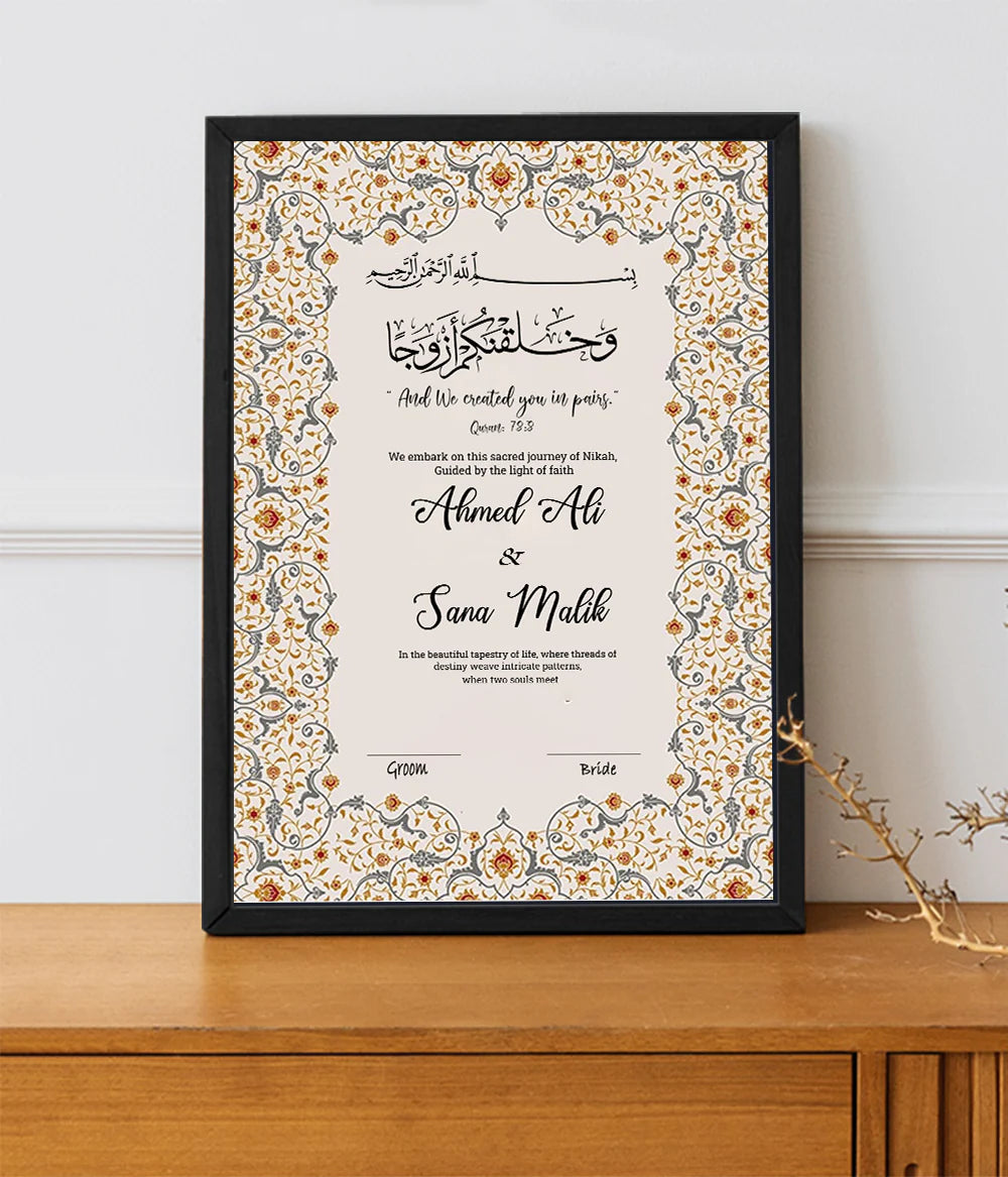 Customize Nikkah Certificate